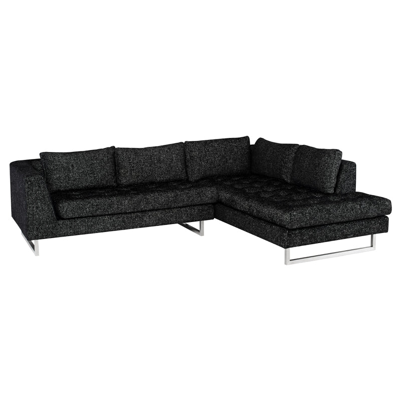 Janis Salt & Pepper Brushed Stainless Legs Sectional | Nuevo - HGSC860
