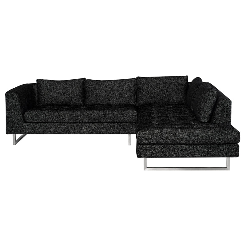 Janis Salt & Pepper Brushed Stainless Legs Sectional | Nuevo - HGSC860