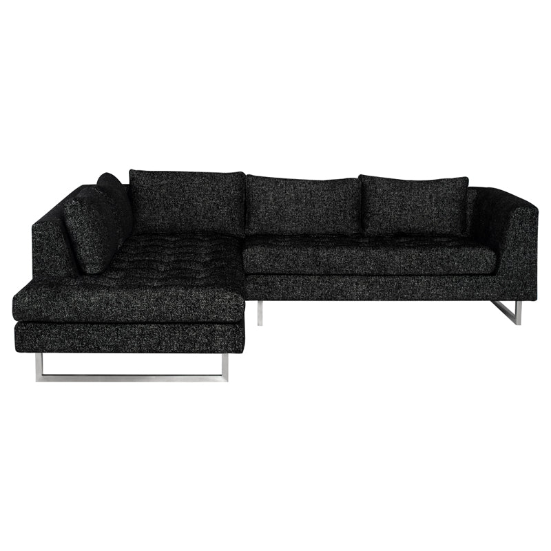 Janis Salt & Pepper Brushed Stainless Legs Sectional | Nuevo - HGSC862