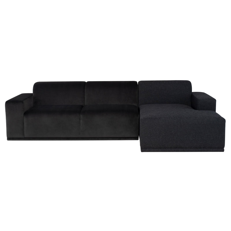 Leo Activated Charcoal Boucle Chaise Shadow Grey Velour Sectional | Nuevo - HGSC908