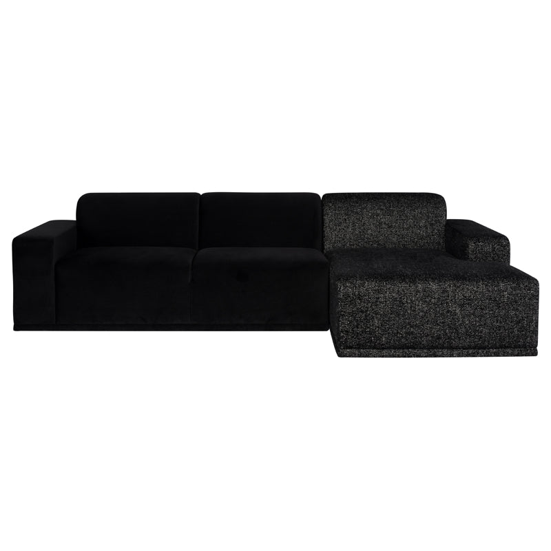 Leo Salt And Pepper Chaise Black Velour Sectional | Nuevo - HGSC909