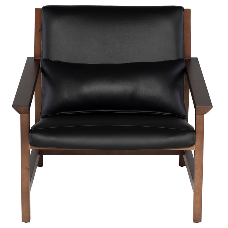 Bethany Black Leather Seat Walnut Stained Birch Frame Occasional Chair | Nuevo - HGSD466