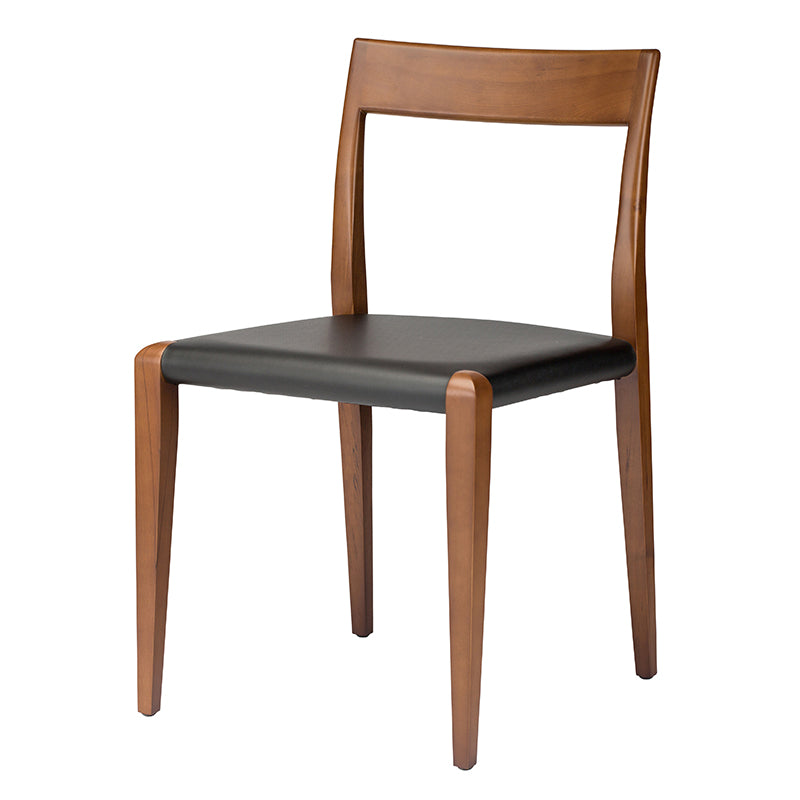 Ameri Black Leather Seat Walnut Stained Birch Frame Dining Chair | Nuevo - HGSD468