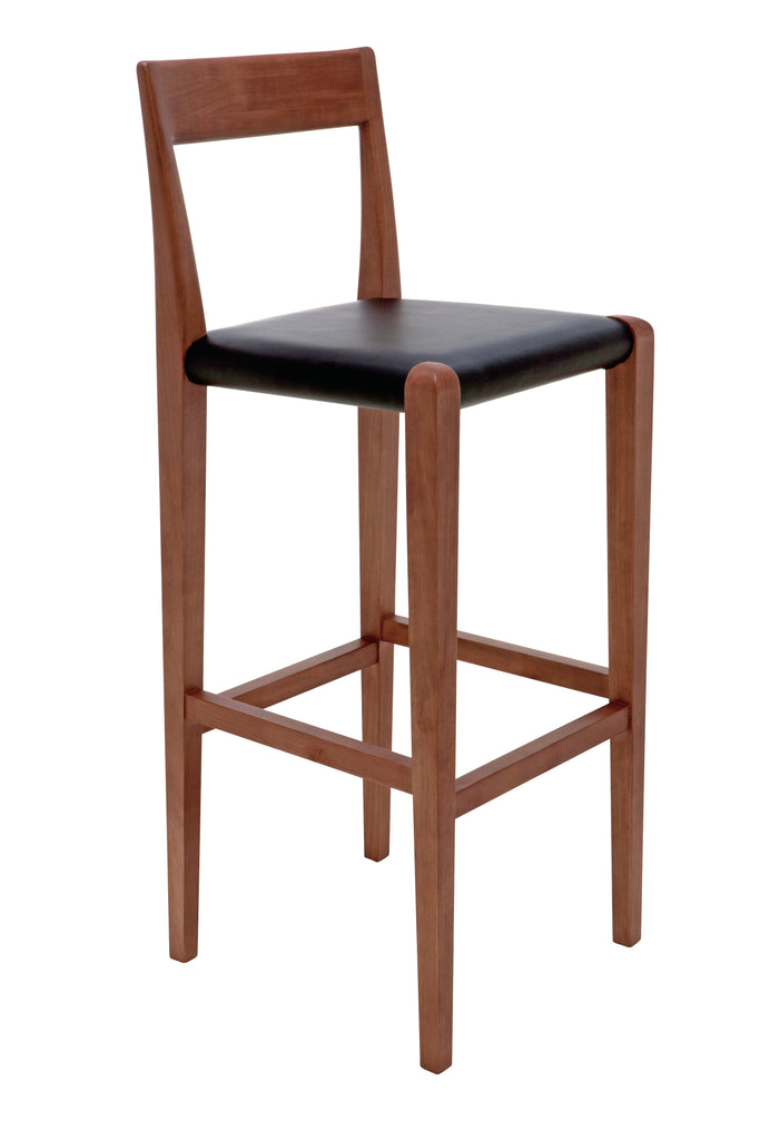 Ameri Black Leather Seat Walnut Stained Birch Frame Counter Stool | Nuevo - HGSD473