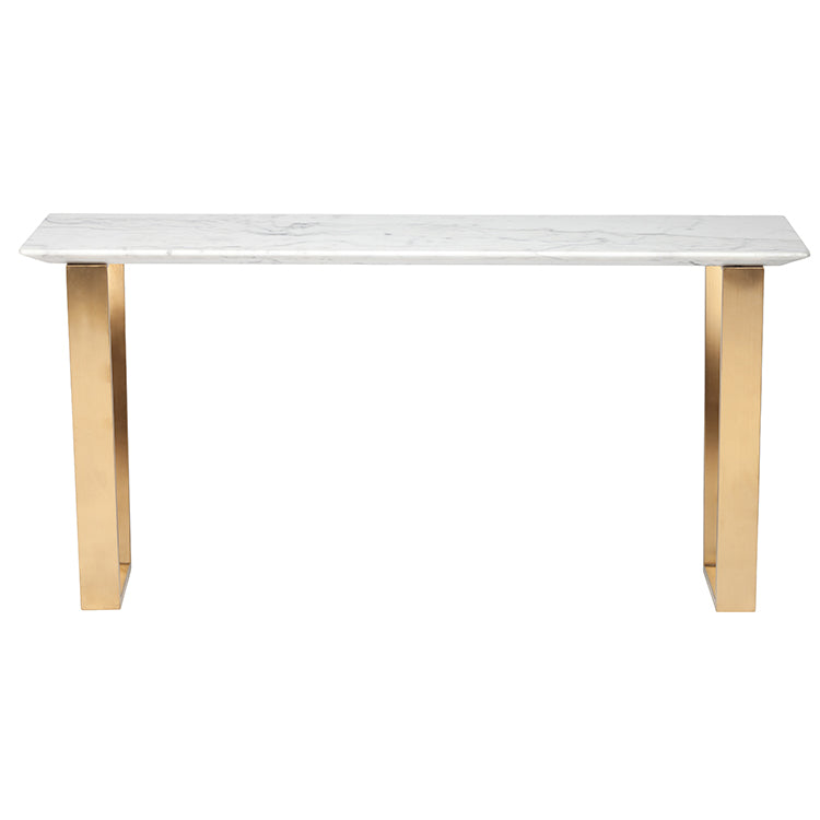 Catrine White Marble Top Brushed Gold Legs Console | Nuevo - HGSX141