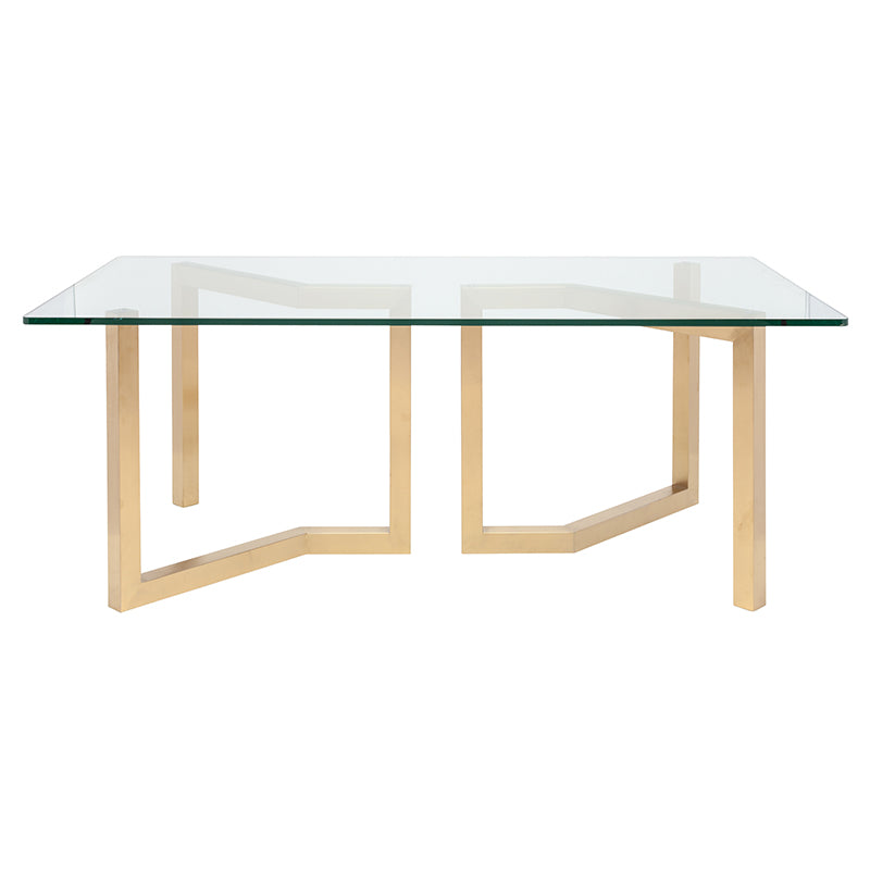 Paula Brushed Gold Legs Clear Tempered Glass Top Dining Table | Nuevo - HGSX170