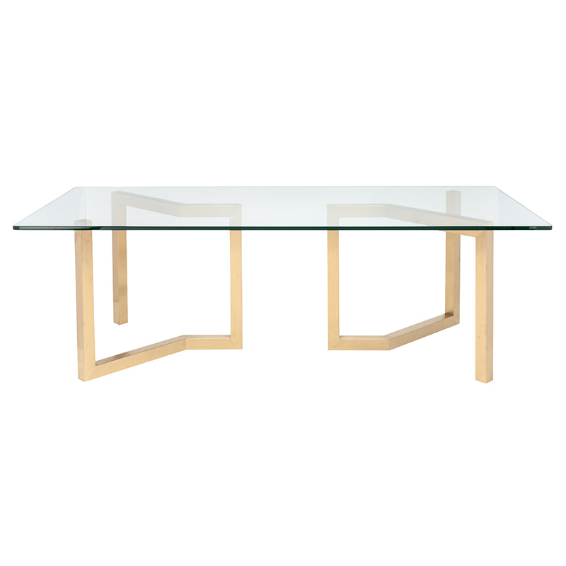 Paula Brushed Gold Legs Clear Tempered Glass Top Dining Table | Nuevo - HGSX172