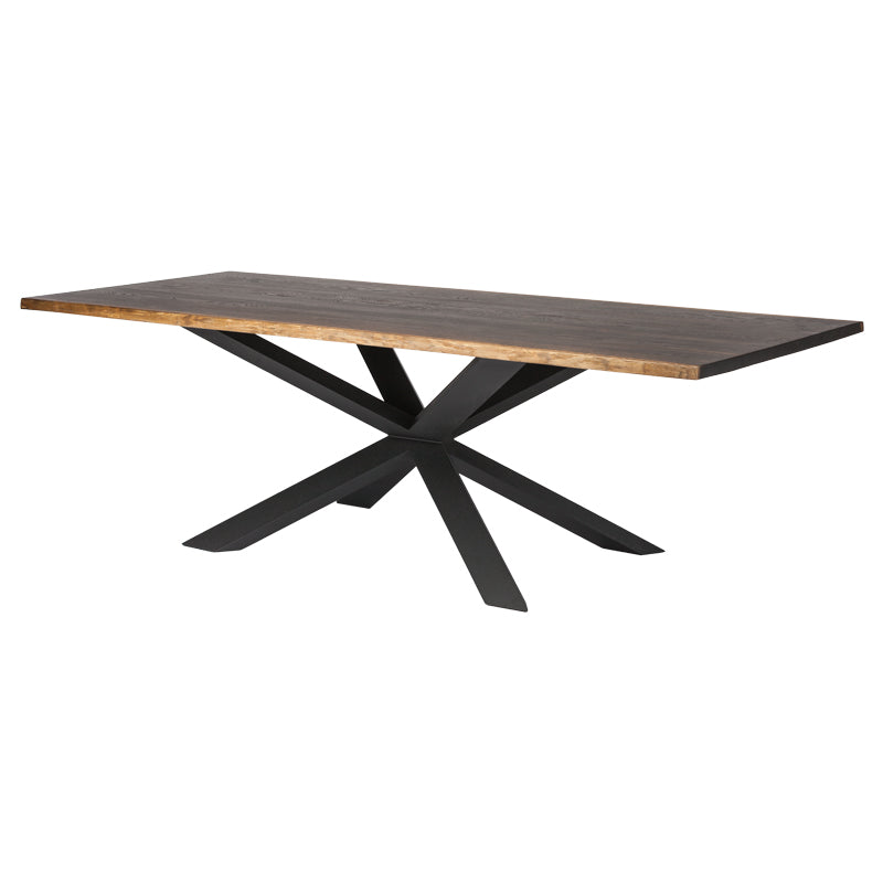Couture Seared Oak Top Matte Black Base Dining Table | Nuevo - HGSX194