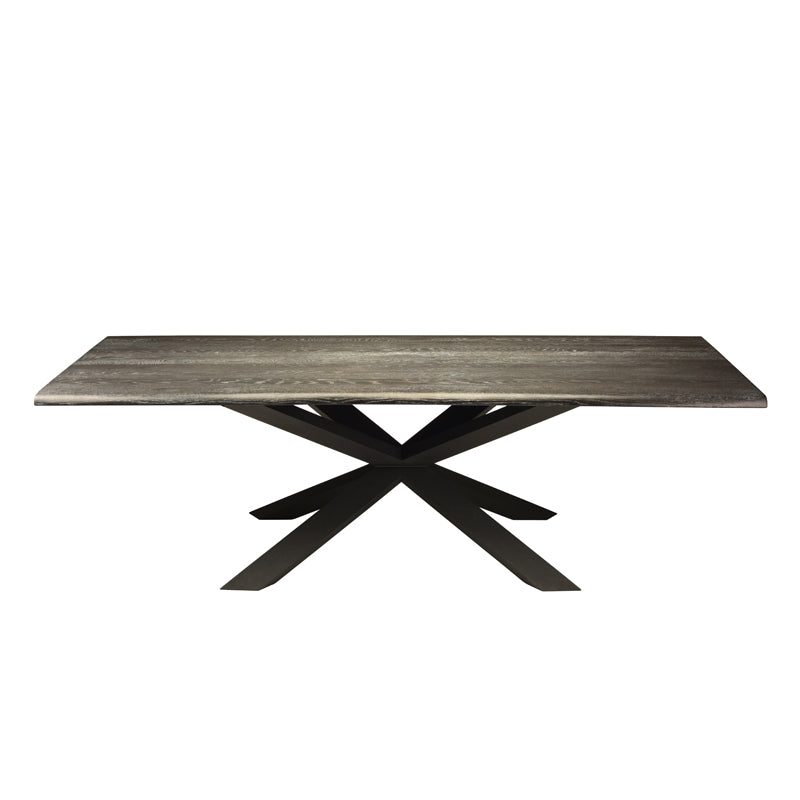 Couture Oxidized Grey Oak Top Matte Black Base Dining Table | Nuevo - HGSX196