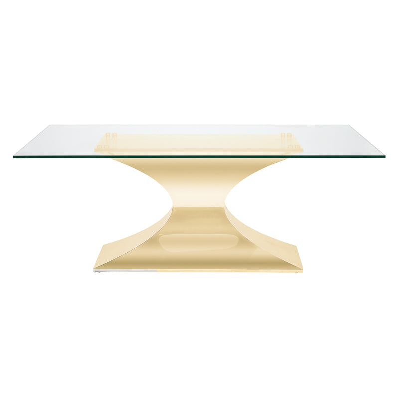 Praetorian Brushed Gold Base Clear Tempered Glass Top Dining Table | Nuevo - HGSX225