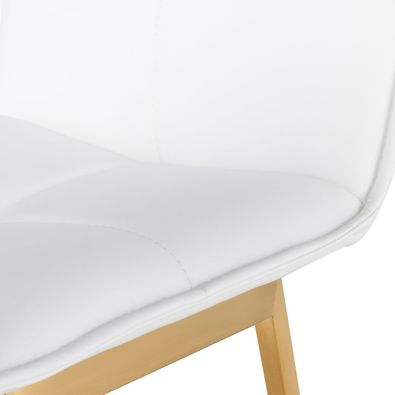 Sabrina White Naugahyde Seat Brushed Gold Frame Counter Stool | Nuevo - HGTB517