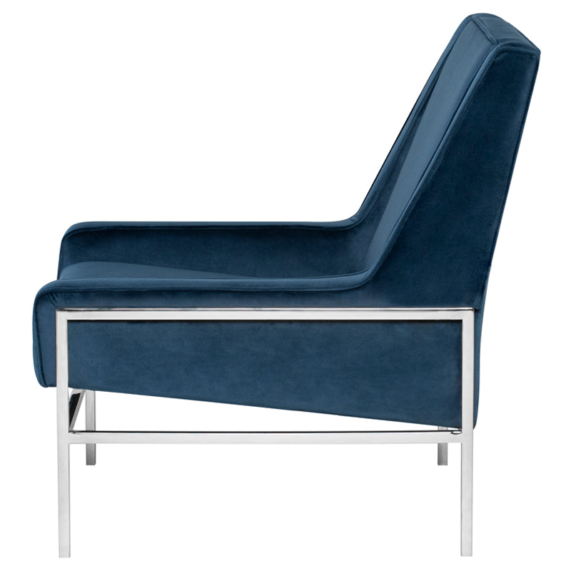 Theodore Peacock Velour Seat Polished Stainless Frame Occasional Chair | Nuevo - HGTB580