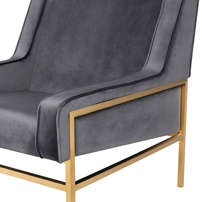 Theodore Tarnished Silver Velour Seat Brushed Gold Frame Occasional Chair | Nuevo - HGTB581