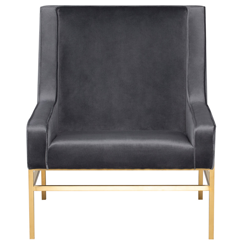 Theodore Tarnished Silver Velour Seat Brushed Gold Frame Occasional Chair | Nuevo - HGTB581