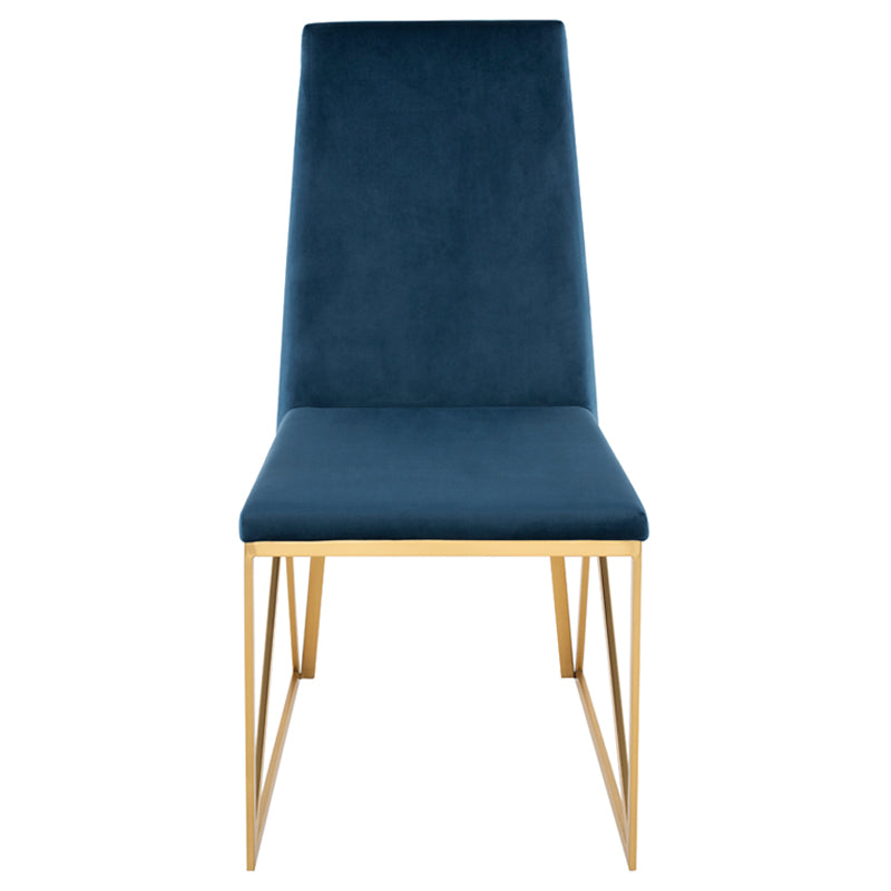 Caprice Peacock Velour Seat Brushed Gold Frame Dining Chair | Nuevo - HGTB587