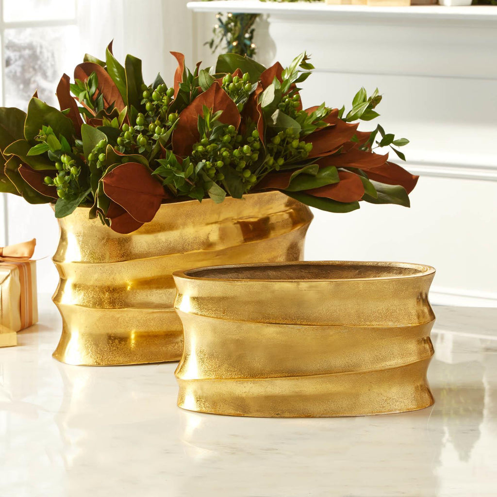 Two's Company Golden Wave Planters (set of 2)