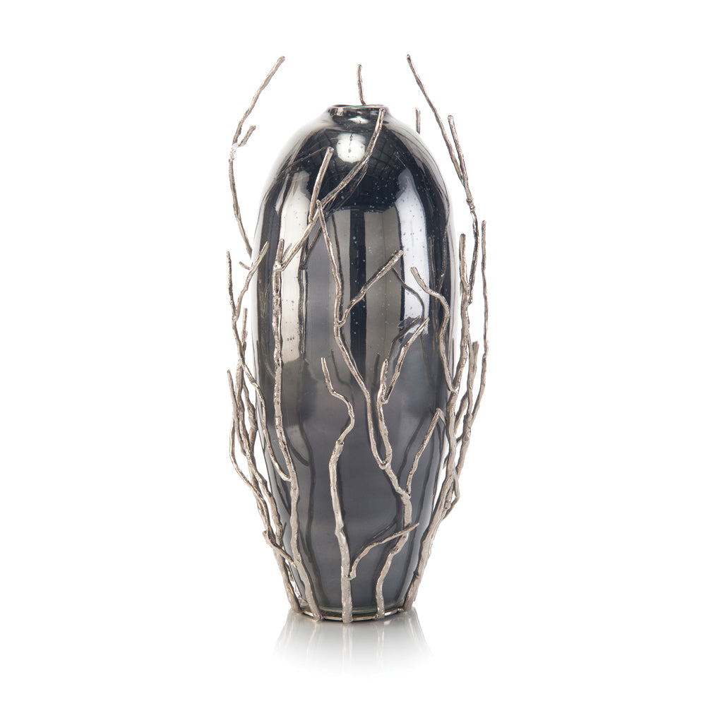 Sapling-Encased Smoky Glass Jar | John-Richard - JRA-11285