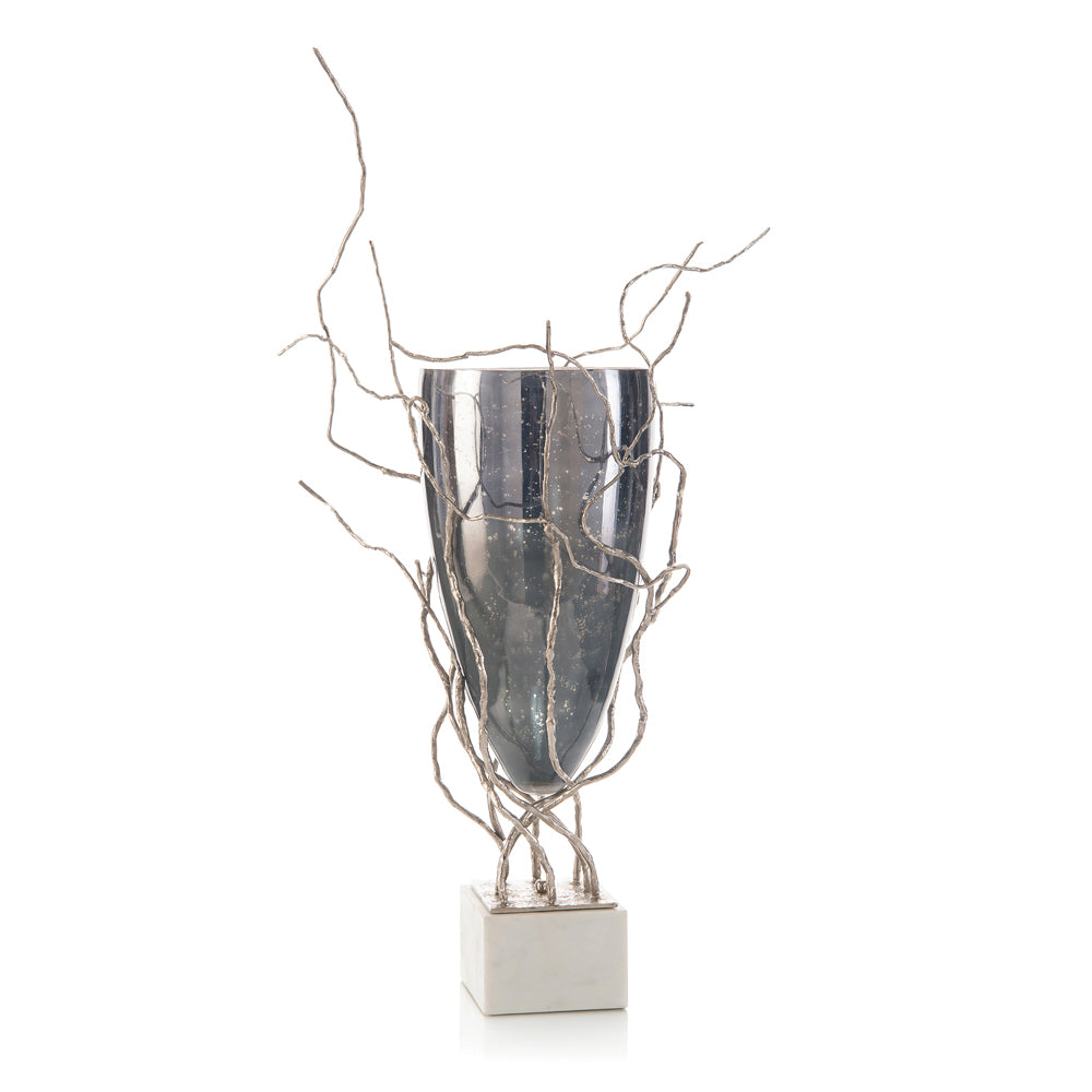 Profusion Of Saplings In Nickel With Glass Vase | John-Richard - JRA-11302