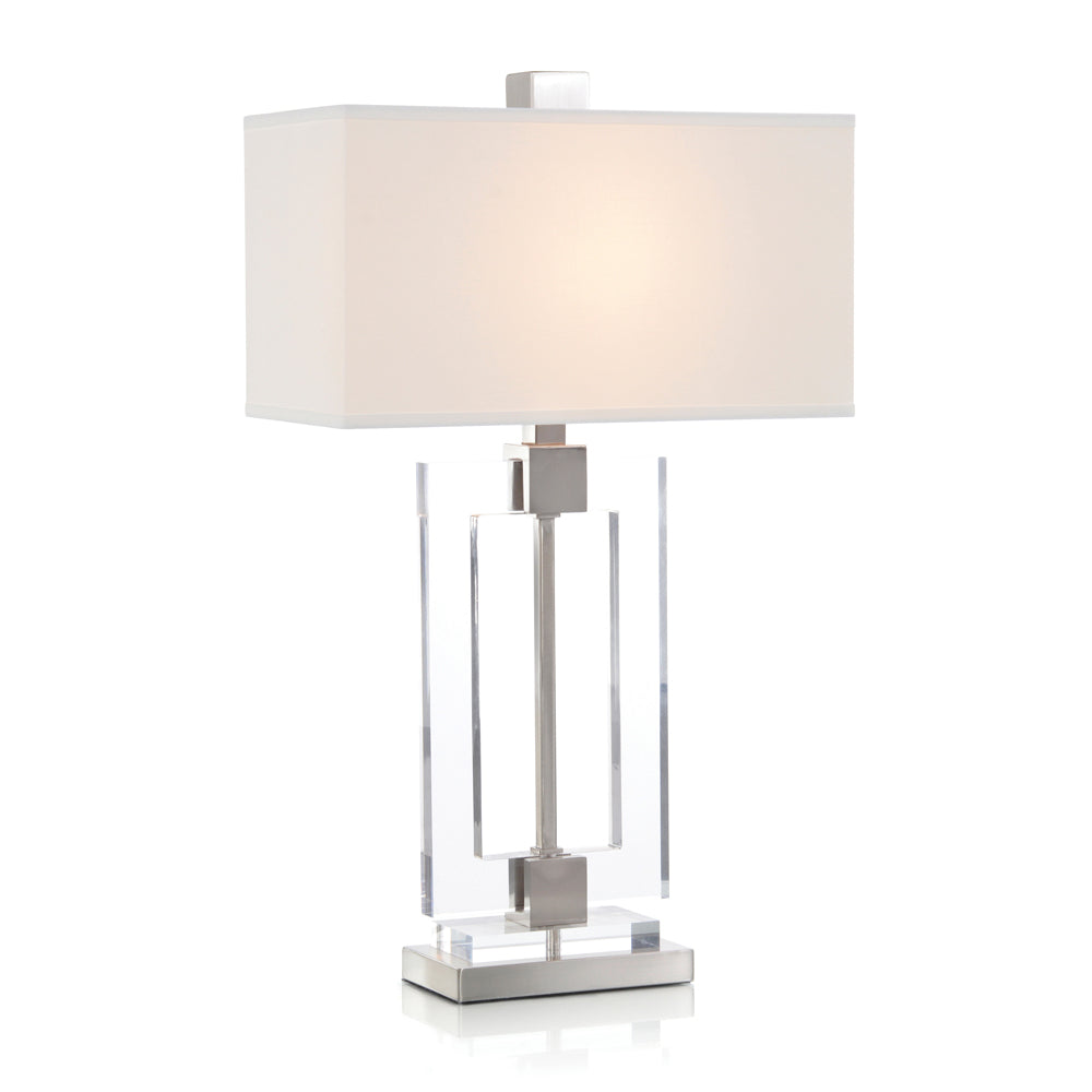 Glass and Brushed Nickel Frame Table Lamp | John-Richard - JRL-10247