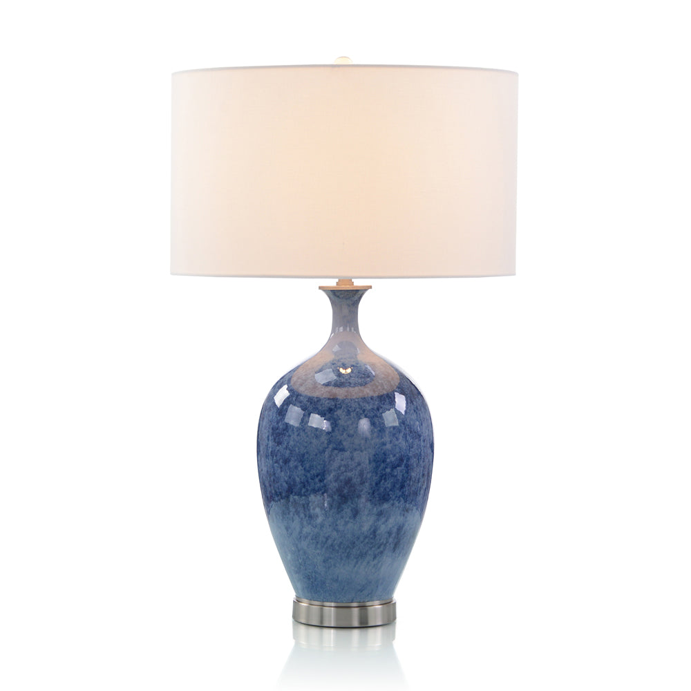 Cerulean Blue Porcelain and Brushed Nickel Table Lamp | John-Richard - JRL-10383
