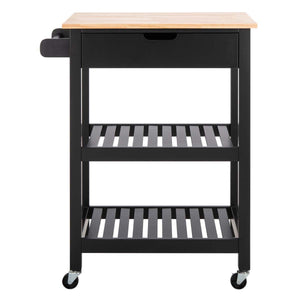 Safavieh O'Neill 1 Drawer 2 Shelf Kitchen Cart - Black / Natural