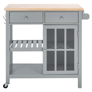 Safavieh Locklyn 1 Door 2 Drawer 2 Shelf Kitchen Cart - Grey / Natural