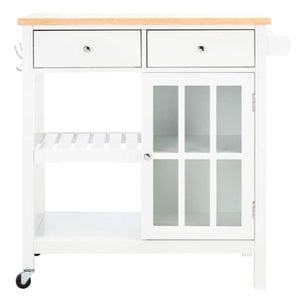 Safavieh Locklyn 1 Door 2 Drawer 2 Shelf Kitchen Cart - White / Natural