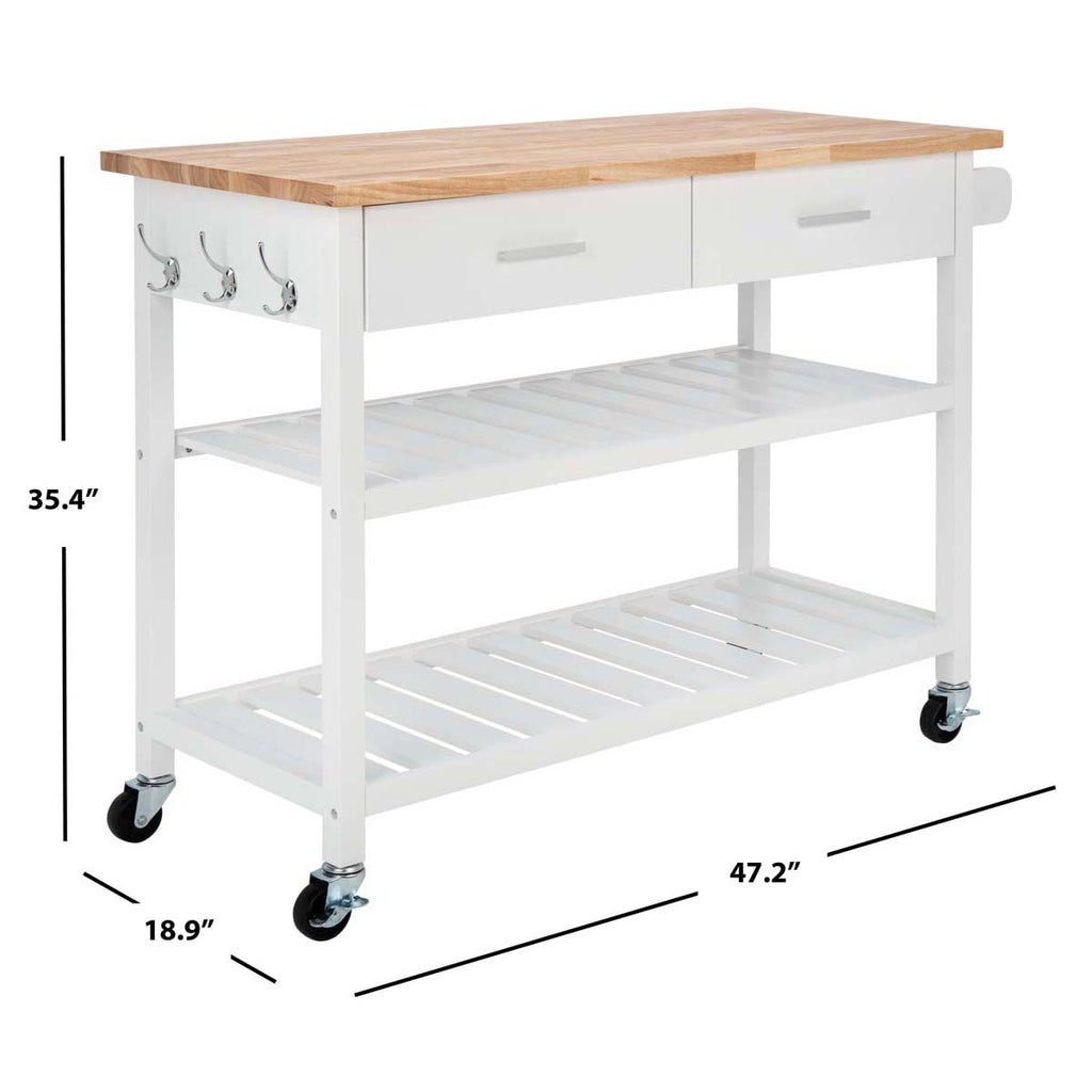 Safavieh Kiko 2 Drawer 2 Shelf Kitchen Cart - White / Natural