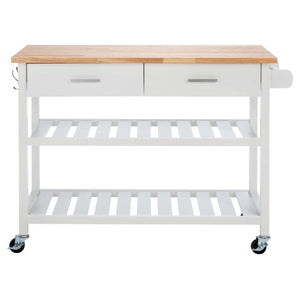 Safavieh Kiko 2 Drawer 2 Shelf Kitchen Cart - White / Natural