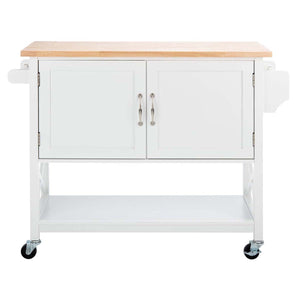 Safavieh Kesler 2 Door 1 Shelf Kitchen Cart - White / Natural