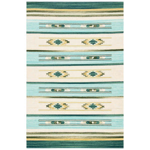 Safavieh Cotton Kilim Rug Collection KLC301J - Aqua / Ivory