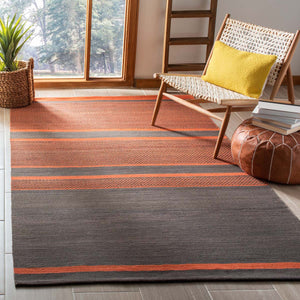 Safavieh Kilim Rug Collection KLM952C - Dark Grey / Orange