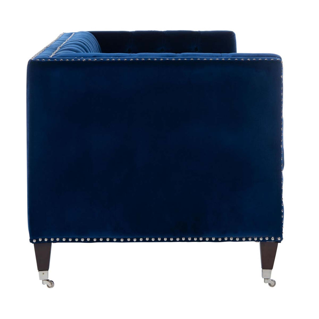 Safavieh Couture Miller Tufted Velvet Sofa - Navy Blue