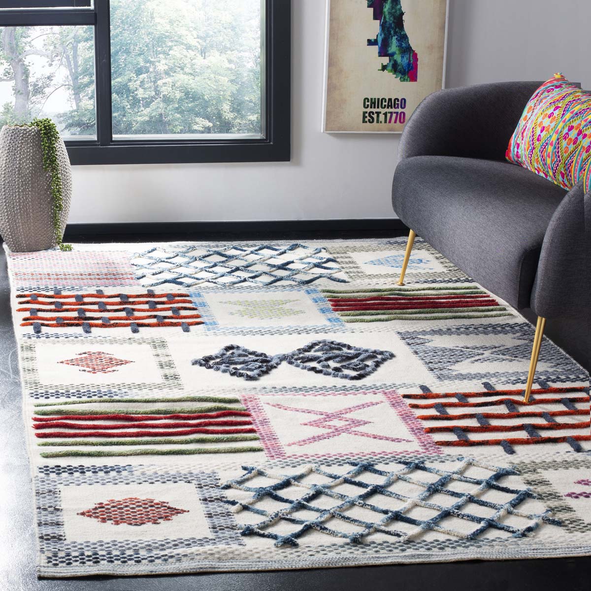 Safavieh Kenya Rug Collection KNY913A - Ivory / Multi