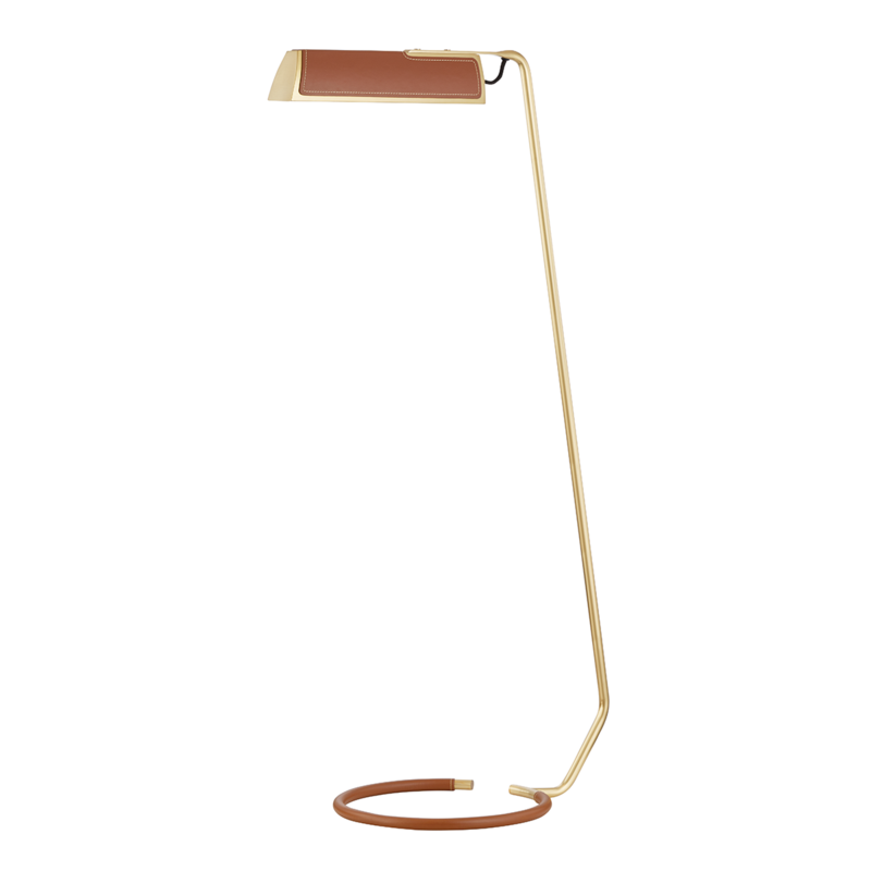 Hudson Valley Lighting 1 Light Floor Lamp W/ Saddle Leather - Aged Brass