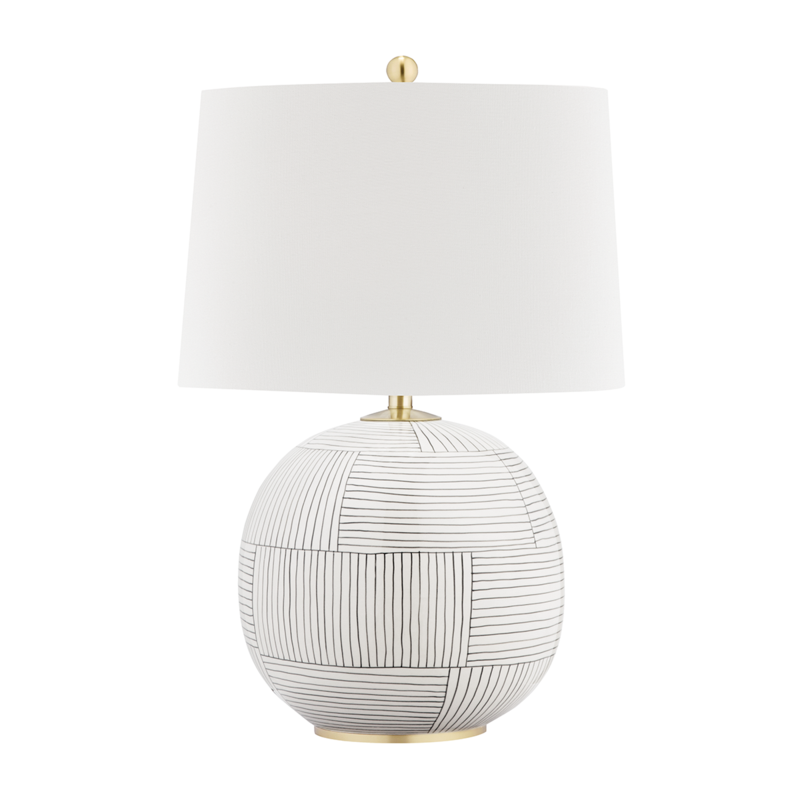 Hudson Valley Lighting 1 Light Table Lamp - Aged Brass/Stripe Combo