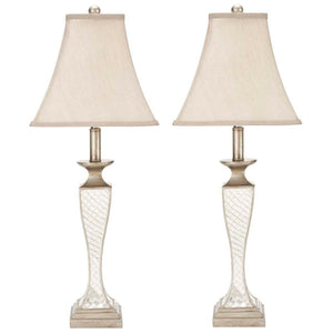 Safavieh Kailey 28 Inch H Glass Lattice Lamp-Silver (Set of 2)