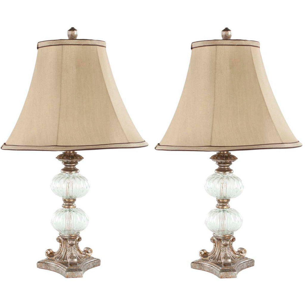 Safavieh Scarlett 22.5 Inch H Glass Globe Table Lamp-Antique Gold/Clear (Set of 2)