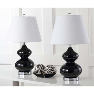 Safavieh Eva 24 Inch H Double Gourd Glass Lamp - Black (Set of 2)