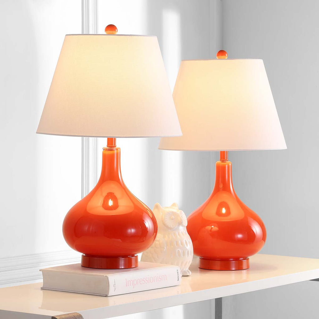 Safavieh Amy 24 Inch H Gourd Glass Lamp-Blood Orange (Set of 2)