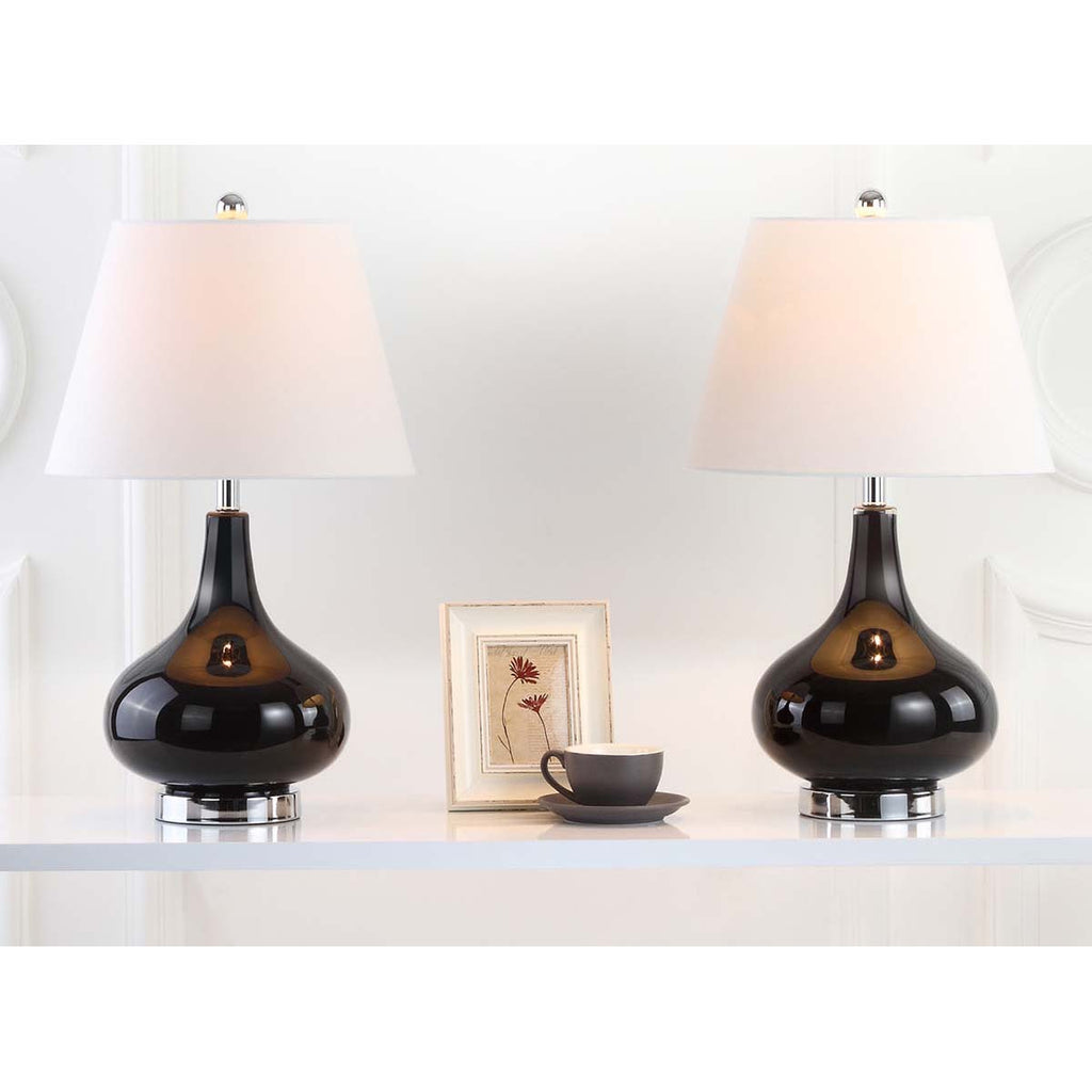 Safavieh Amy 24 Inch H Gourd Glass Lamp-Black (Set of 2)