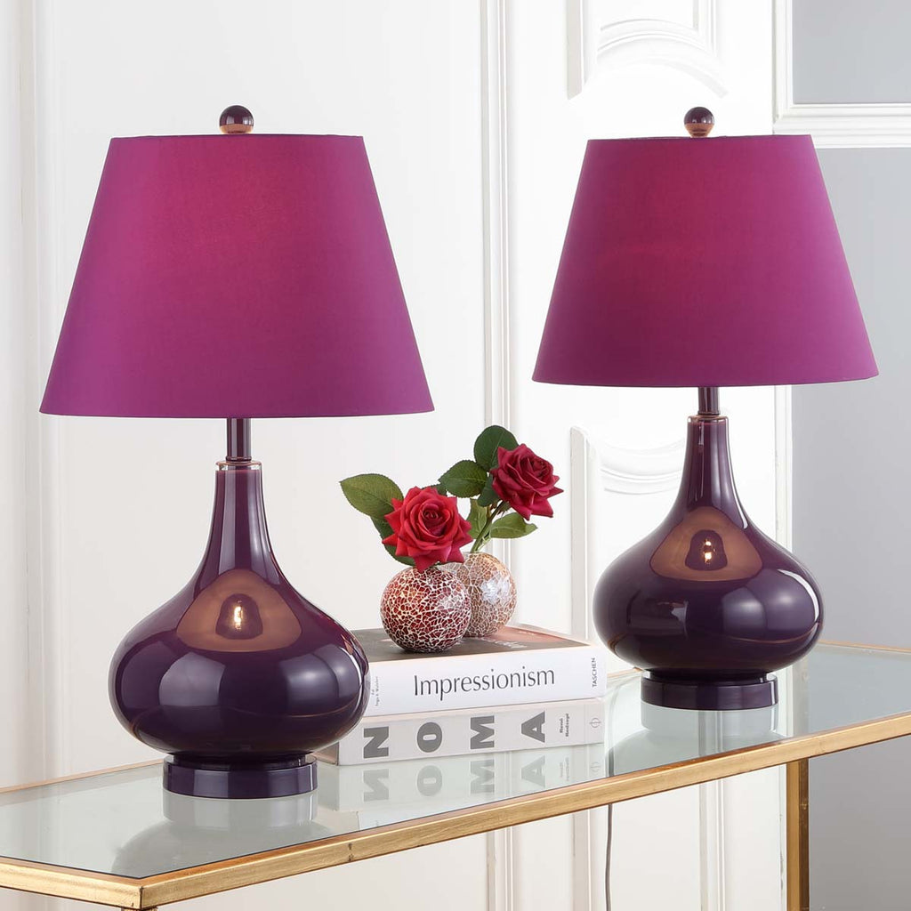 Safavieh Amy 24 Inch H Gourd Glass Lamp-Dark Purple (Set of 2)