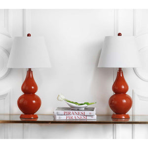 Safavieh Cybil 26 Inch H Double Gourd Lamp - Orange (Set of 2)