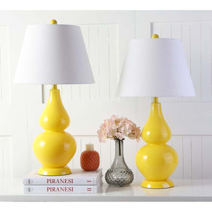 Safavieh Cybil 26 Inch H Double Gourd Lamp - Yellow (Set of 2)