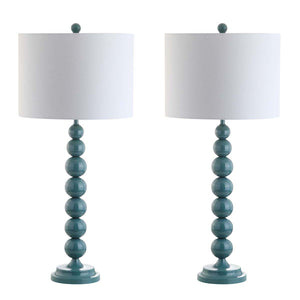 Safavieh Jenna 31.5 Inch H Stacked Ball Lamp-Marine Blue (Set of 2)