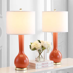 Safavieh Mae 30.5 Inch H Long Neck Ceramic Table Lamp-Blood Orange (Set of 2)