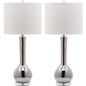 Safavieh Mae 30.5 Inch H Long Neck Ceramic Table Lamp-Silver (Set of 2)
