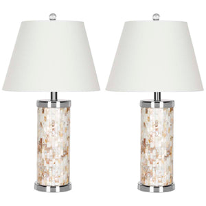 Safavieh Diana 25 Inch H Shell Table Lamp-Cream (Set of 2)