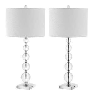 Liam 29 Inch H Stacked Crystal Ball Lamp W/ USB (Set of 2) | Safavieh - LIT4112
