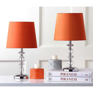Safavieh Derry 15 Inch H Stacked Crystal Dark Grey Lamp - Clear / Orange (Set of 2)